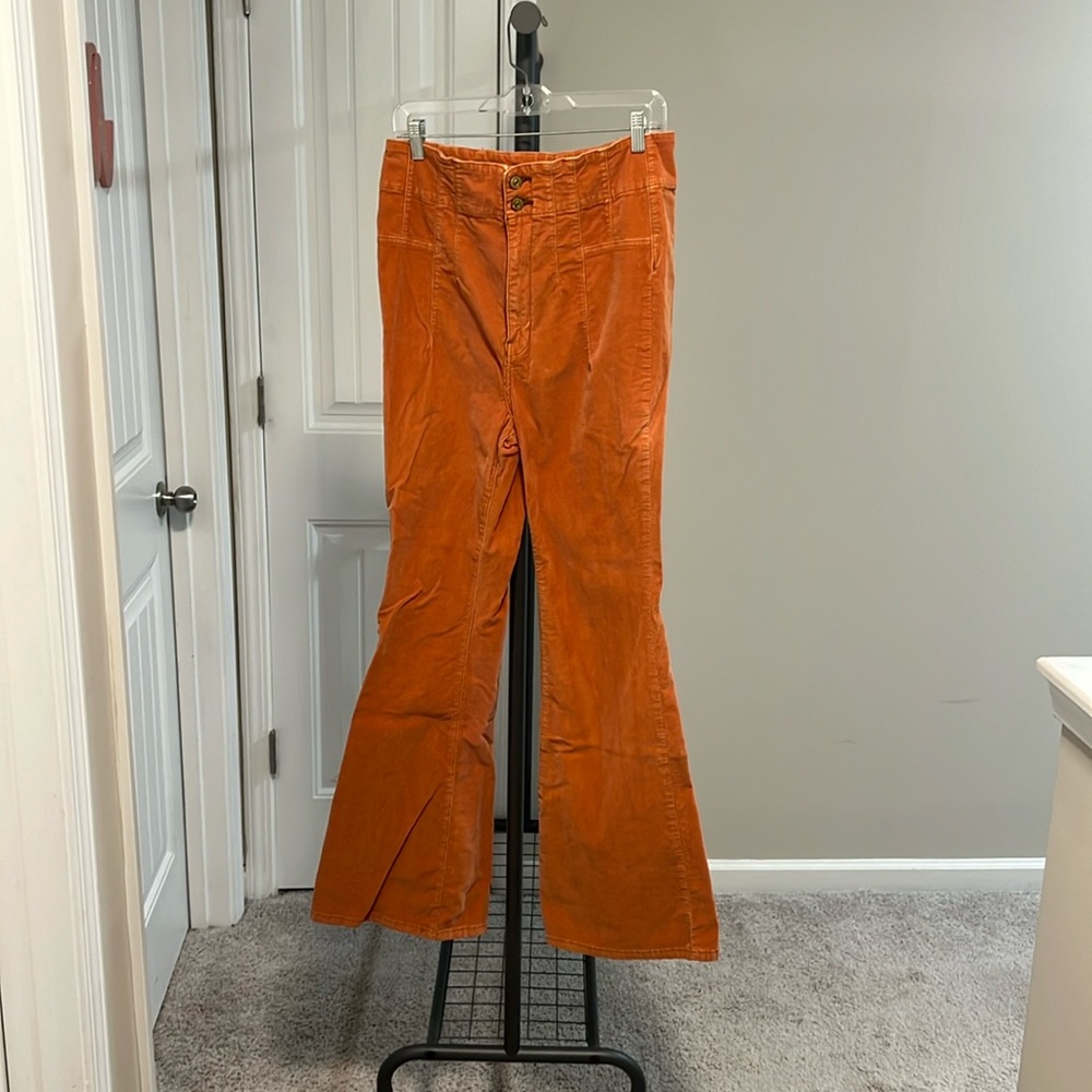 Free People Auburn Orange Corduroy Bellbottoms